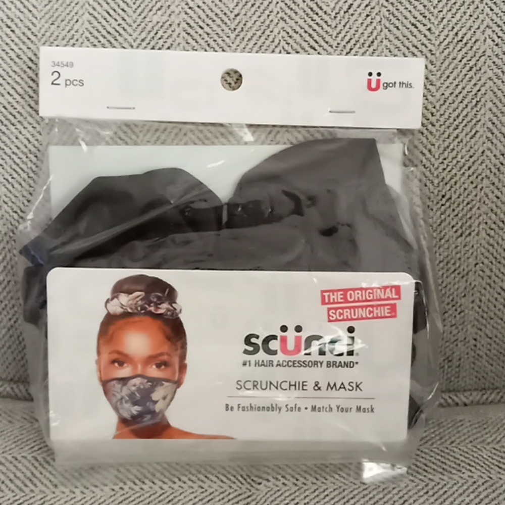 NEW Scunci Set: solid black Scrunchie & Mask Hair Set boojie face mask